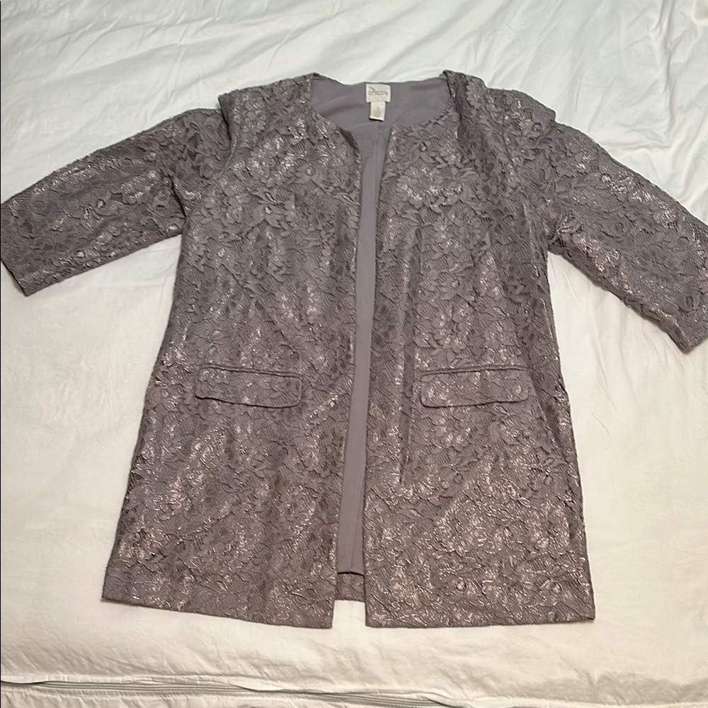 Chico's Gray Blazer Classic Structured Design